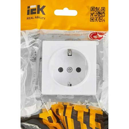 Механизм розетки "BRITE" 1-мест. белый с заземлением 16 А IEK BR-R11-16-K01-F  *10/100