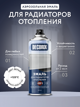 Эмаль-аэрозоль белый матовый для радиаторов 520 мл DECORIX (A24) *1/12