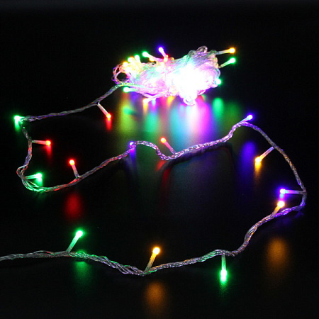 Гирлянда Нить 10м 100LED мульти прозр.нить 220V IP54 уличная 725-543 *1/12/48