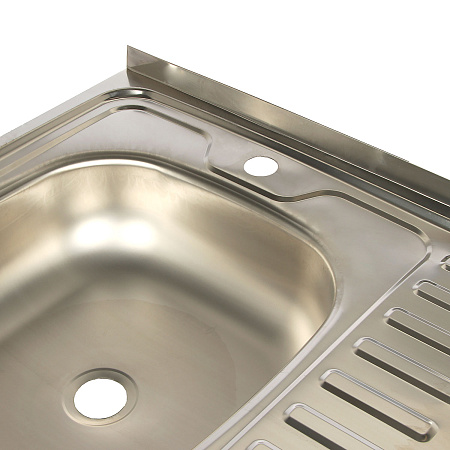 Мойка нерж. накладн.600х600х150мм 0,5 мм ЛЕВАЯ без сифона, выпуск 1 1/2"  *1/18