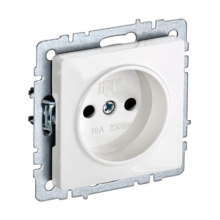 Механизм розетки "BRITE" 1-мест. белый без заземления 10А IEK BR-R10-10-K01  *10/100