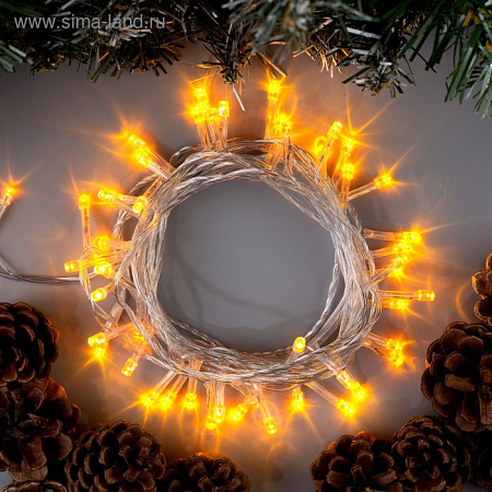 Гирлянда Нить 5м 50LED желтый 8 режимов  прозрачная нить 220V IP20 3556760  *1/120