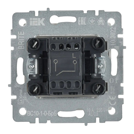 Механизм выключателя "BRITE" 1кл. белый IEK BR-V10-0-10-K01  *10