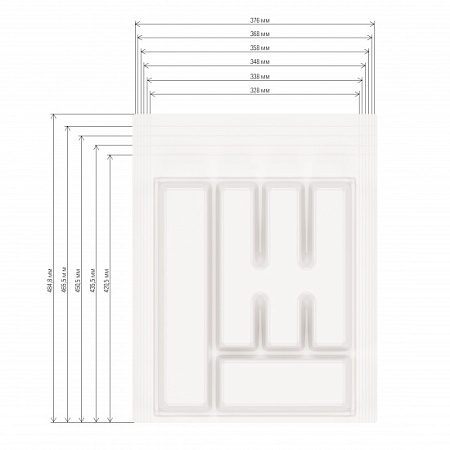 Лоток для столовых приборов пластм. обрезаемый 490х390х45мм Белый М8534 (ЗПИ "Альтернатива") *1/10