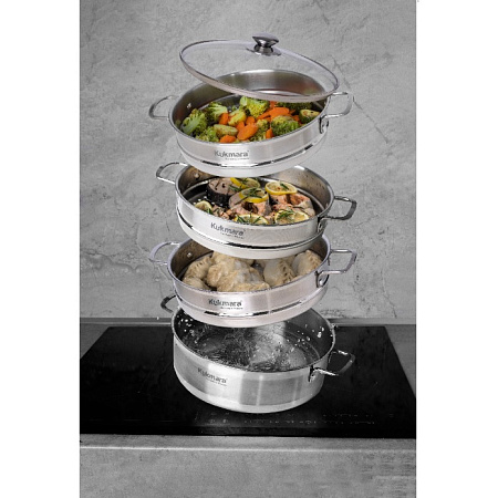 Мантоварка-пароварка нерж. 3-х ярусная, 5,0л, d280мм,выс.290мм STM502803sbG "Kukmara" *1