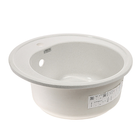 Мойка из искусственного камня круглая белая глянцевая AG7C8 (500х180) AGATA *1