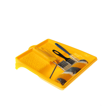 Набор универсальный: Кюветка 260*330мм+валик полиакрил180мм+кисти натур.щет8*25,8*35,12*50 Акор*1/10