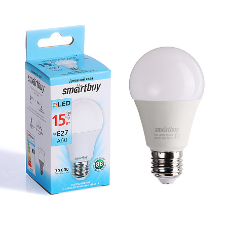 Лампа светодиодная 15W Е27 груша 4К нейтральный A60 Smartbuy *10/100