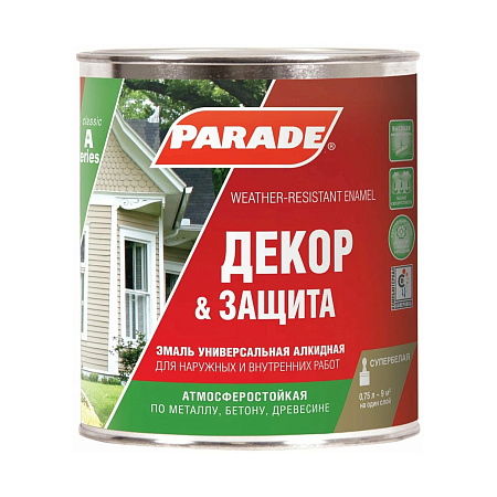 Эмаль алкидная белая матовая 0,75 л PARADE  А1 универсальная *1/6/576