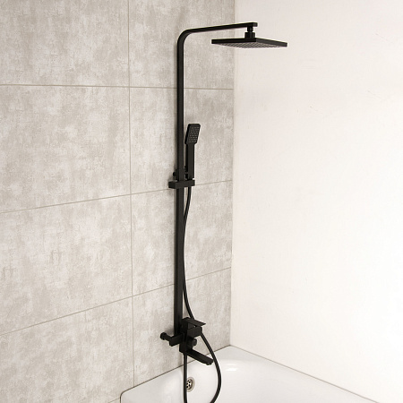 Смеситель д/ванны со стойкой для душа + ручной душ LEDEME L72433B черная *1