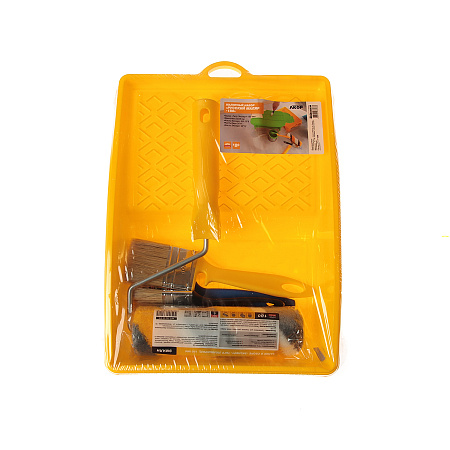 Набор универсальный: Кюветка 260*330мм+валик полиакрил180мм+кисти натур.щет8*25,8*35,12*50 Акор*1/10