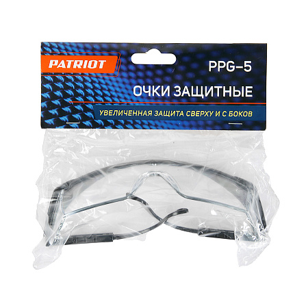 Очки защитные открытые прозрачные линзы черный кант PPG-5 PATRIOT *1/12/480