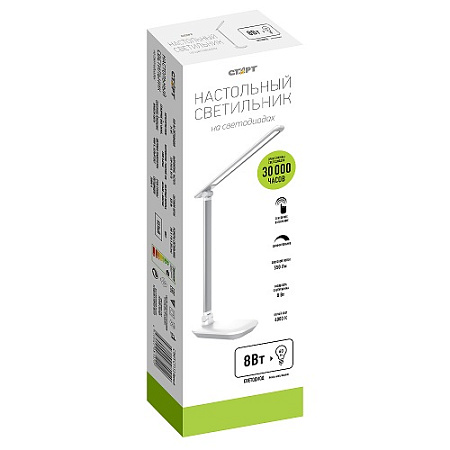 Светильник настольн. Старт СТ112 (светодиодный 8Вт сенсорный выкл с диммером) белый 220В *1/12