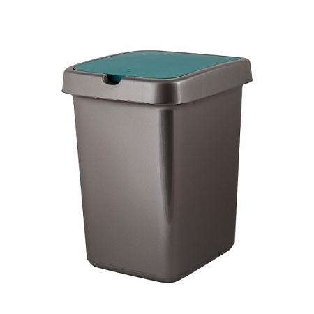 Контейнер д/мусора пластм. с откидной+"плавающей" крышкой 25л "Step" Зел. SC424211096 "Spin Clea"1/4