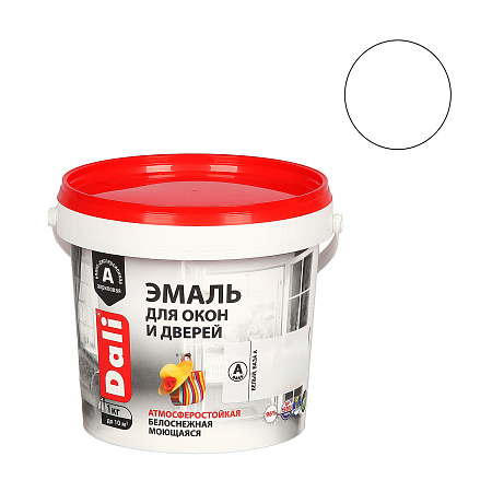 Эмаль акриловая для окон и дверей белоснежная полуматовая 1 кг ДАЛИ  *1/6/384