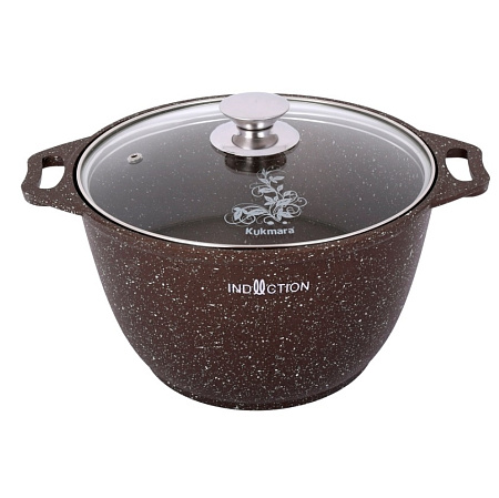 Кастрюля алюм. литая а/приг. Kukmara "Marble Induction" Мрам.коф. 4,0л Ст.кр. кмки42а *1/3
