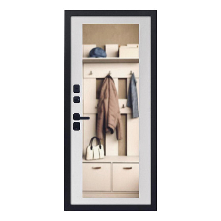 Дверь металлическая 9,5 см Брест ЗЕРКАЛО Белый матовый 860х2050 ПРАВАЯ ДВЕРНОЙ КОНТИНЕНТ *1