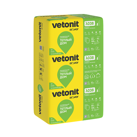 Теплоизоляция "VETONIT"  Теплый Дом Плита 50*610*1170 (14матов 10м2/0.5м3) /Е *10/40