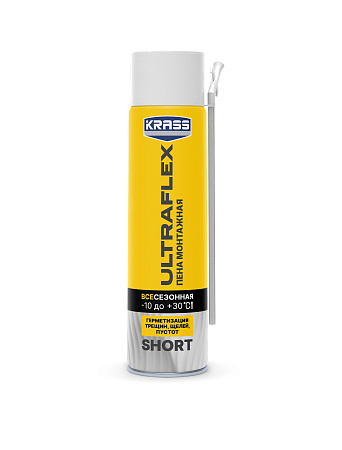 Пена монтажная бытовая 500мл/350мл/479гр всесезонная -20С KRASS ULTRAFLEX Short до 20л *12/672