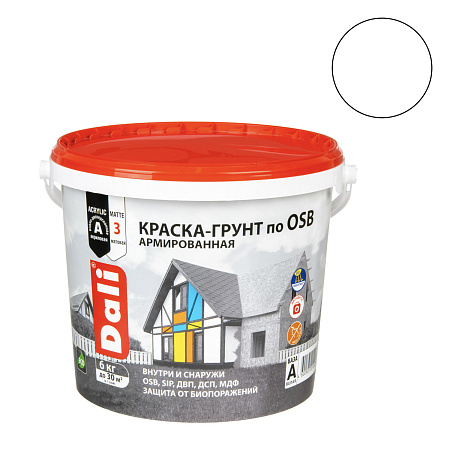 Краска - грунт по OSB акриловая для внутренних и наружных работ 6 кг ДАЛИ База А *1/60