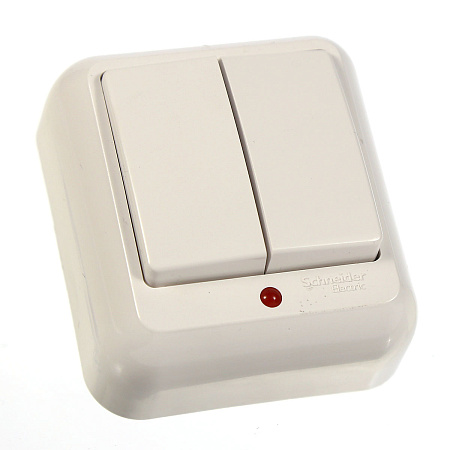 Выключатель "Прима" ОП 2кл. белый с подсветкой  А56-007  *1/129