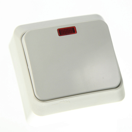 Выключатель "Этюд" ОП 1кл. белый с подсветкой ВА10-005В *10/25