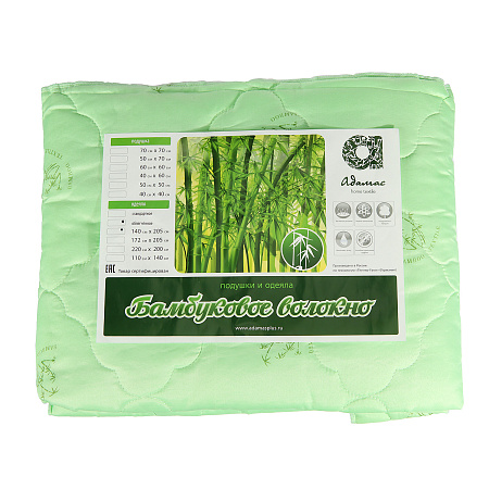 Одеяло Бамбук 140*205см облегченное чехол полиэстер, пакет ЭкономиЯ ОБЭкПэП-140 Адамас *1/5/10