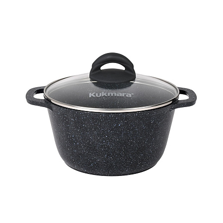 Кастрюля алюм. литая а/приг. Kukmara "Granit" black 2,5л Стекл.кр. кгч25а *1/3