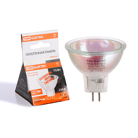 Лампа накаливания галогенная 75W-230V GU5,3 MR16 TDM SQ0341-0073 *10/100
