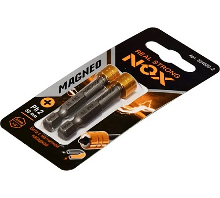 Бита крестовая PH2х 50мм (2 шт) с магнит насад S2 хвостовик1/4"Е MAGNEO арт.334520-2 NOX*1/10/50/100