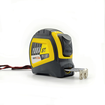 Рулетка  5м х19мм резино-пластик корпус стальная лента автостоп магнит арт.YK005190M Novocraft*1/12