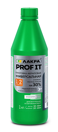 Грунтовка акриловая для внутренних и наружных работ 1кг Лакра PROFIT  концентрат 1:2  *1/12/432