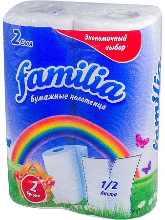 Полотенца бумажные FAMILIA РАДУГА 2-х сл. 2 шт 5050455 *16