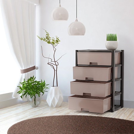 Комод пластм. "Колорит" 4 ящика выс.810мм, шир.560мм, гл.390мм Беж/Венге М8761"ЗПИ "Альтернатива" *1