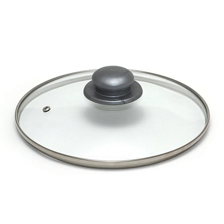 Крышка д/сковороды, кастрюли Стекл. с нерж.ободом,с пароотв. d16см с пласт.р. KC*GTL16110 Jarko*1/10