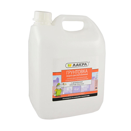 Грунтовка акриловая для внутренних работ 4кг Лакра  против плесени глуб. проникновения  *1/4/144