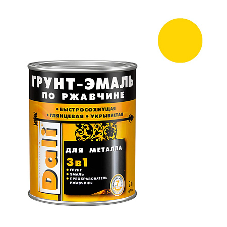 Грунт-эмаль по ржавчине желтая 2 л DALI RAL 1021