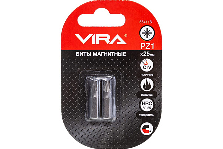 Бита крестовая PZ1х25мм (2шт) магнитная CR-V хвостовик1/4"С (554116) VIRA *1