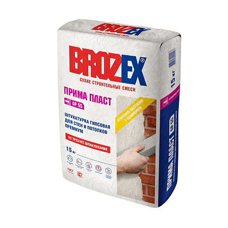 Штукатурка гипсовая GP 55 Прима Пласт 15 кг BROZEX *1/64