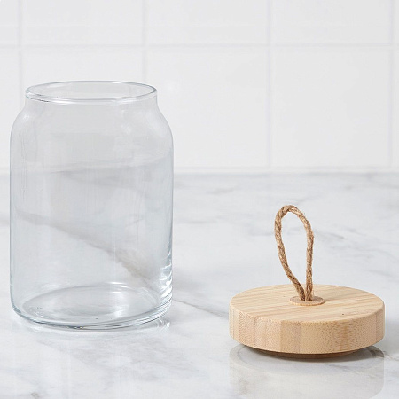 Банка для продуктов стекло "Вуди" 0,86л дерев.крышка 43583 "Pasabahce" *1/6