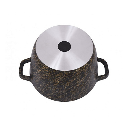 Кастрюля алюм. литая а/приг. Kukmara "Грация" черный/золото 4,5л Стекл.кр. кчз45а (Кукмор) *1/3