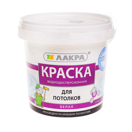 Краска акриловая для потолков 1,3 кг Лакра Белоснежная  *12/432