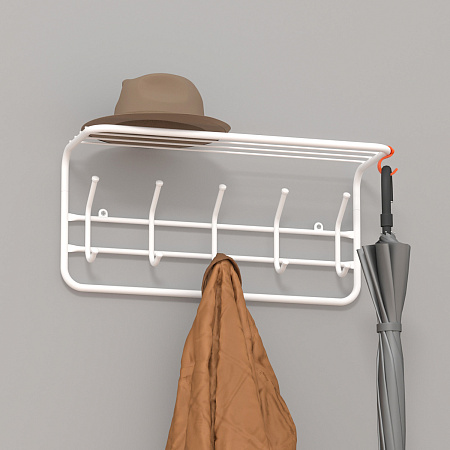 Вешалка настенная с полкой 600х300х200мм Белый ВСП 6 Б ("ЗМИ") *1