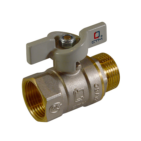 Кран шаровый 1/2" (Ø15) М/П бабочка СТМ (СТАНДАРТ) CWFMB012 (ЗФ769) *1/25/200
