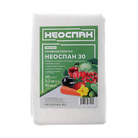 Укрывной материал Белый пл.30г/кв.м, шир.3,2м, дл.10м, в пакете "НЕОСПАН" *1/16