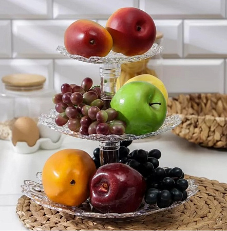 Ваза пластм. 3-х ярусная "Мелодия" 265х265х245мм прозрачная М6406 (ЗПИ "Альтернатива") *1/15