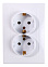 Розетка "Intro Plano" СП 2-мест.белый с/з 2X2P+E Schuko 16А-250В IP20 1-205-01 *10/100