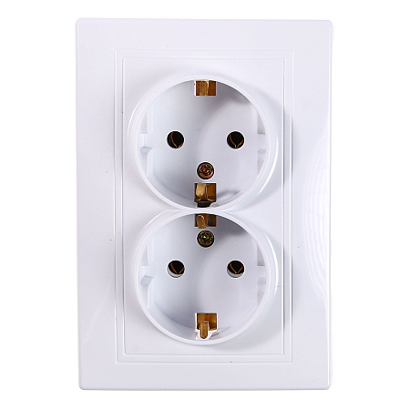Розетка "Intro Plano" СП 2-мест.белый с/з 2X2P+E Schuko 16А-250В IP20 1-205-01 *10/100