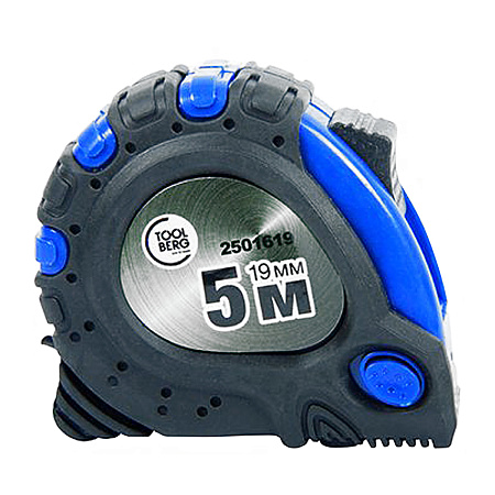 Рулетка  5м х19мм резино-пластик.корпус стальная лента фикс.магнит арт2501619 T4P *1/12/120