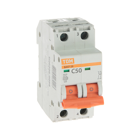 Авт.выкл. TDM ВА 47-29 50А/2П SQ0206-0098  *6/60